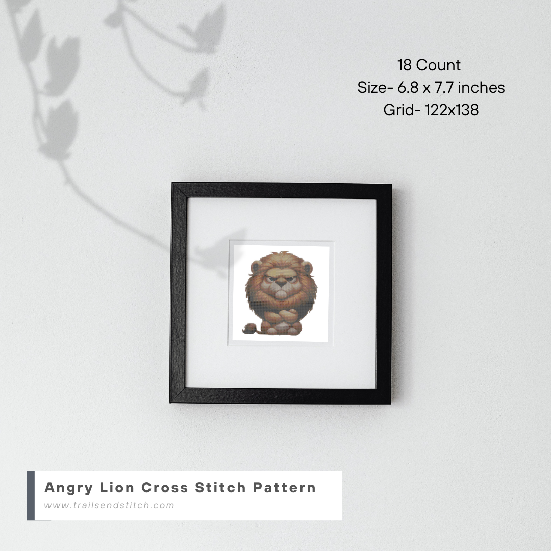 Angry Lion Cross Stitch Pattern