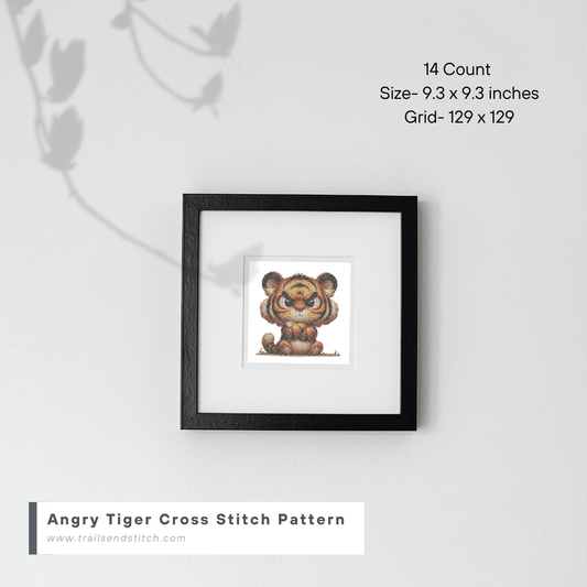 Angry Tiger Cross Stitch Pattern