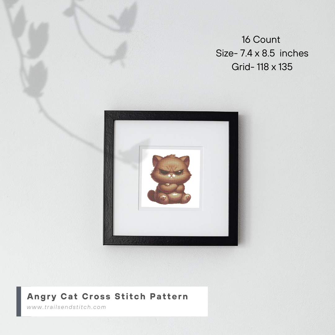 Angry Cat Cross Stitch Pattern