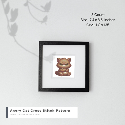 Angry Cat Cross Stitch Pattern