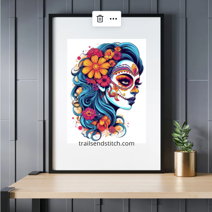 Beach Blue Day of the Dead Cross Stitch Pattern