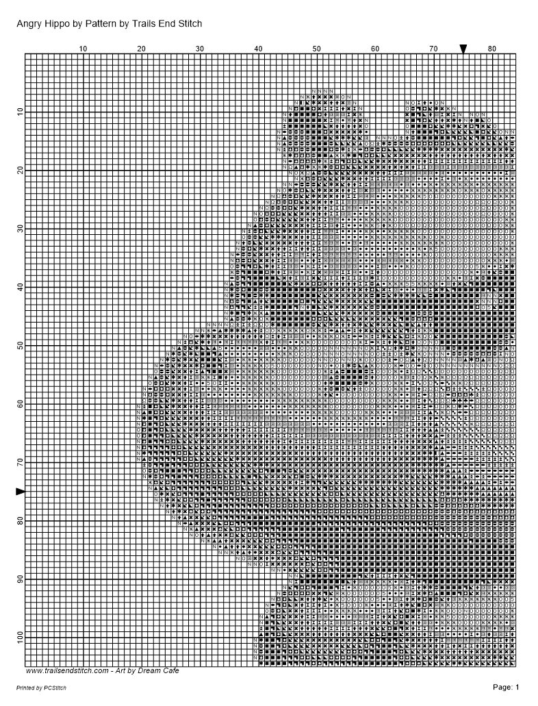 Angry Hippo Cross Stitch Pattern