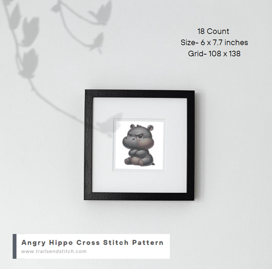 Angry Hippo Cross Stitch Pattern