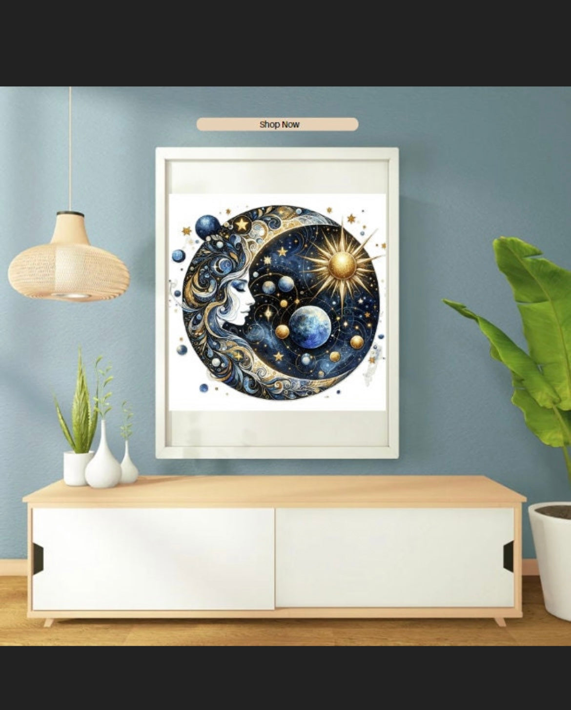 Golden Woman in the Moon Cross Stitch Pattern