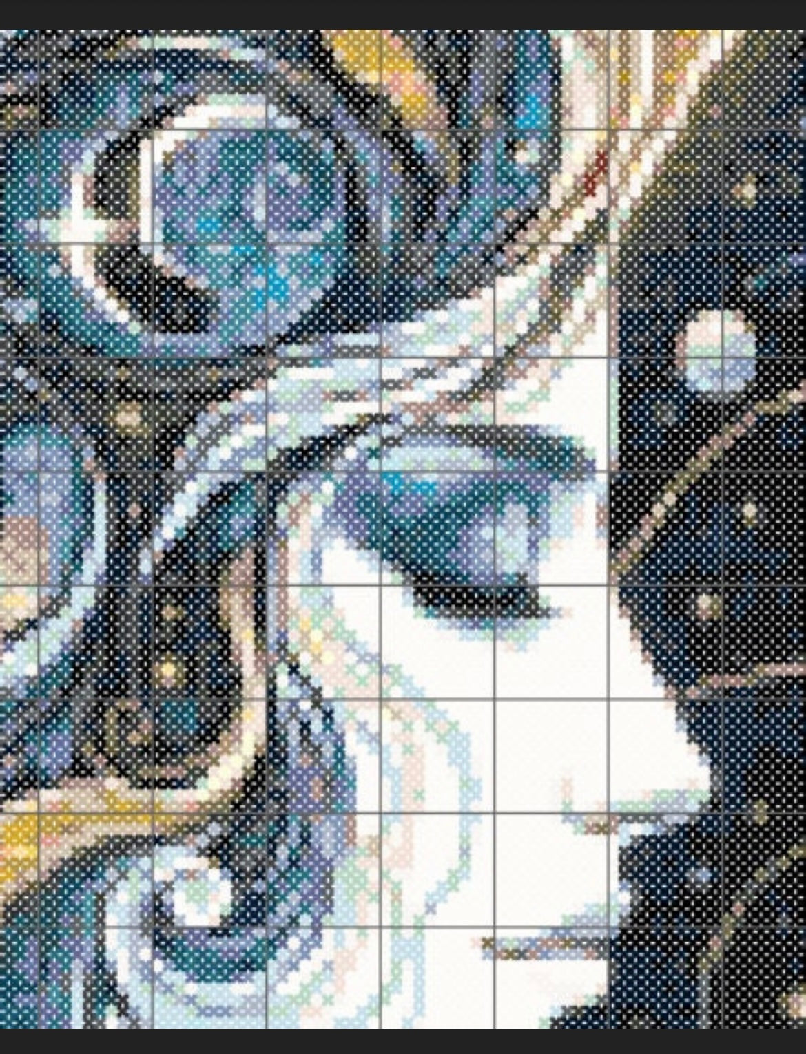 Golden Woman in the Moon Cross Stitch Pattern