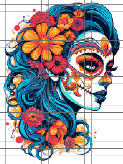 Beach Blue Day of the Dead Cross Stitch Pattern