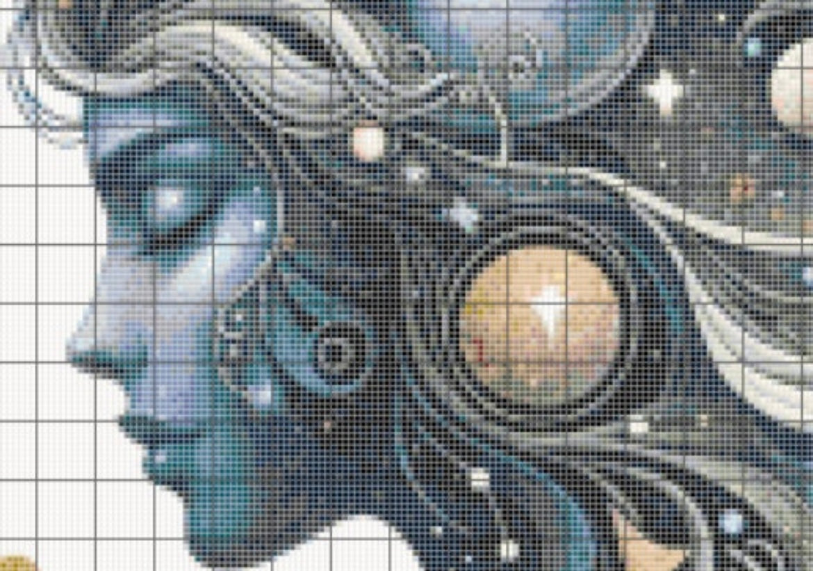 Full coverage Celestial Woman’s Cross Stitch Pattern