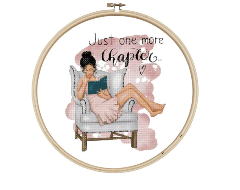 Just one more chapter- Cross Stitch Pattern- Book Lover