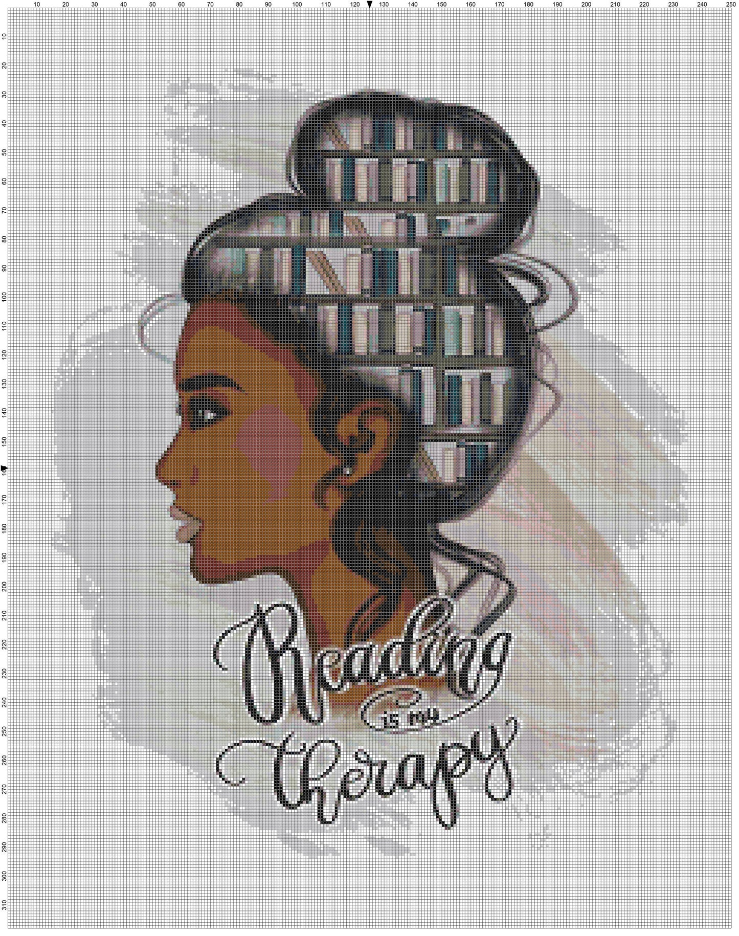 African American Reading is my Therapy- Cross Stitch Pattern